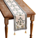 patdrea Designer Blue Rustic Elegant Floral Patterned Extra Long,Wrinkle Resistant Linen Table Runner 118 Inch Long,Decoration for Kitchen Dining and Coffee Tables Banquet Christmas , 12"x118"