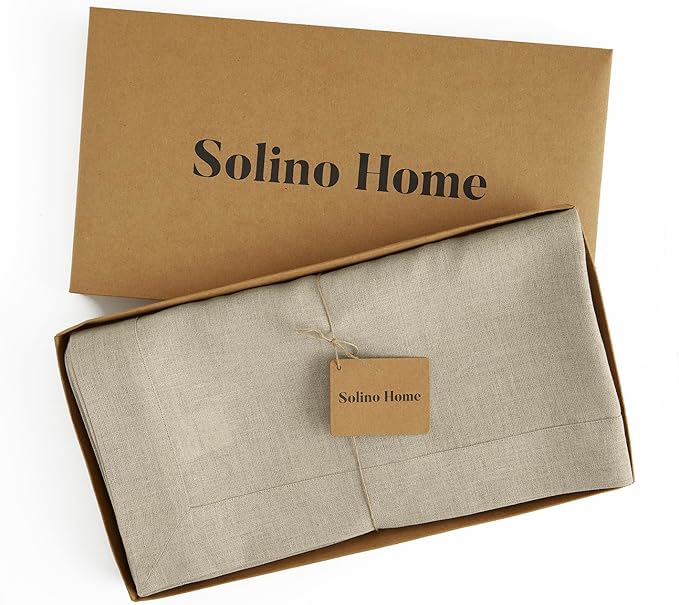 Solino Home Natural Linen Tablecloth 60 x 84 Inch - 100% Pure Linen Table Cloth for Rectangle Tables - Fete, Machine Washable Tablecloth for Fall, Autumn, Thanksgiving, Christmas, Holiday