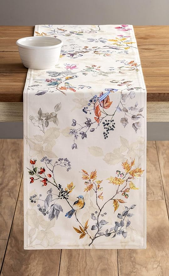 Maison d' Hermine Table Runner 100% Cotton Double Layer Table Runners 108 inches Long for Thanksgiving Christmas Decorations Home Kitchen Dining Party Wedding (Equinoxe - Beige, 14.5" x 108")