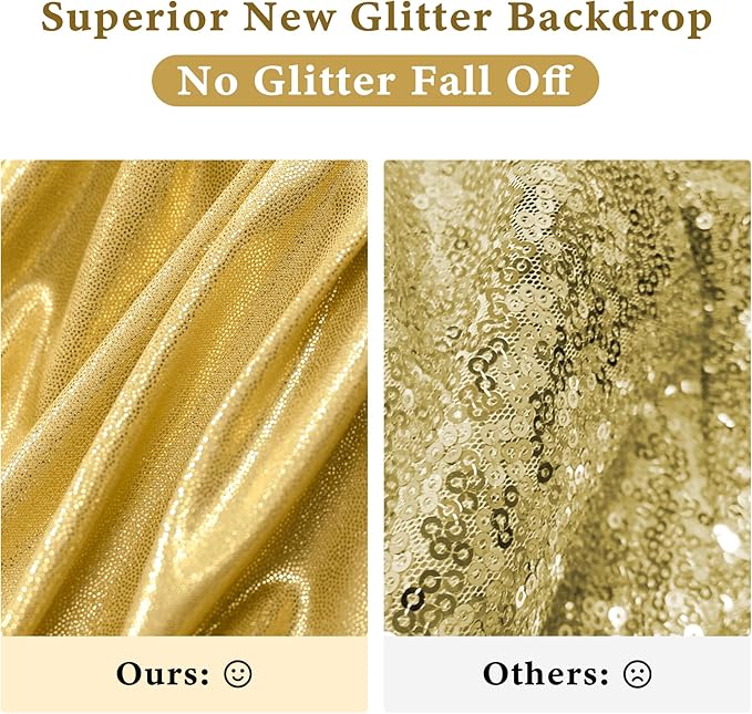Outpain 10x14ft Gold Sequin Backdrop Curtains -Heavy Duty Gold Photography Backdrops with Non-Shedding Glitter, Wrinkle-Free Stage Drapes for Wedding/Christmas/Studio Shoots (5x14ft 2 Panels)