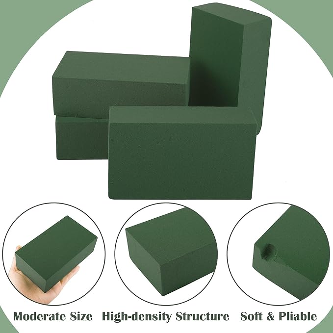 24 Packs Floral Foam Blocks Wet & Dry Floral Foam Bricks 5.5x3.1x1.8 Inch Flower Arranging Kit for Fresh and Artificial Flowers Florist Foam Blocks for Wedding Home Decor