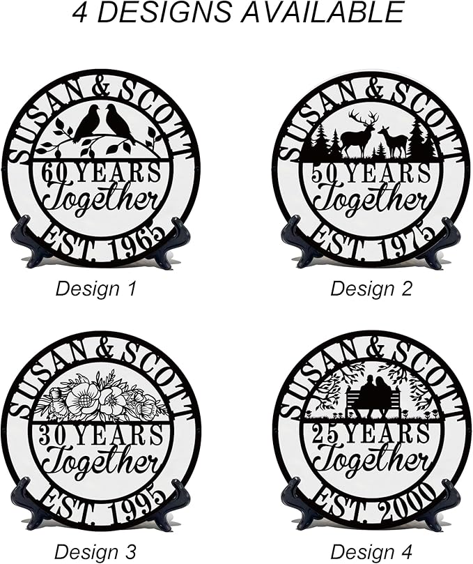 Personalized Christmas Gifts 2025 Best Housewarming Gifts Custom 50th or Any Year Wedding Anniversary Metal Sign Wedding Gifts Personalized Metal Name Signs Monogram Wall Decor