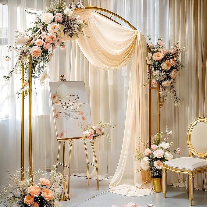 Champagne Wedding Arch Draping Fabric 1 Panel 30'' x 20FT Champagne Drapes Sheer Fabric Backdrop Arch Draping Fabrics for Wedding Ceremony Birthday Party Bridal Shower Decoration