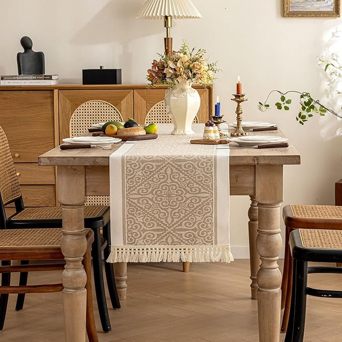 Table Runners 72 Inches Long Waterproof Boho Table Runner with Tassel Fringe,Table Runner for Party Coffee Table