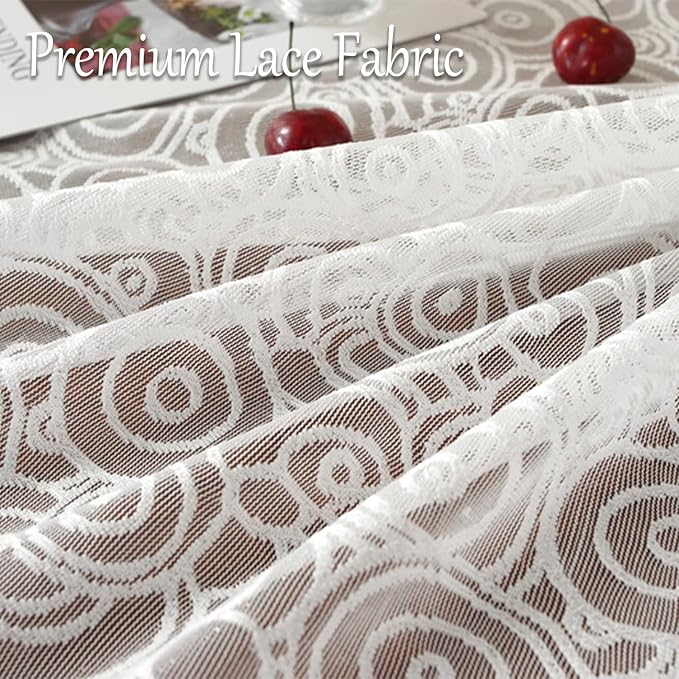 Jeloris Round Lace Tablecloth with Elegant Scalloped Bottom for Any Special Event Such as Wedding, Birthday Party, Baby Shower, Anniversary (78 inch, Style 5)