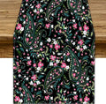 Paisley Table Runner, Abstract Vintage Boho Pink Paisley Flowers Green Teal Leaves Print Table Runner for Dinning Holiday Party Indoor Outdoor Decor, 13x36inch