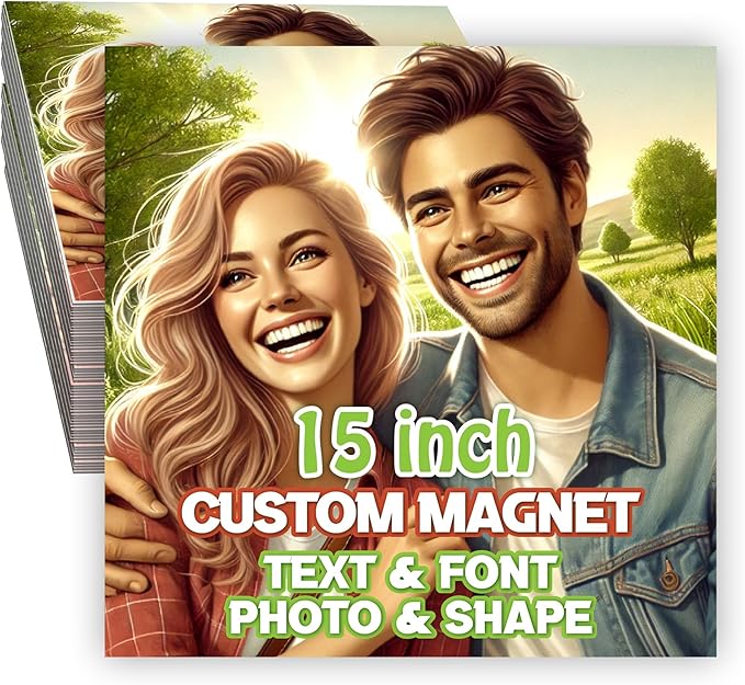 KETABAO – 15" Square Custom Refrigerator and Car Photo Magnets - Personalize with Photos of Your Home, Office and Vehicle