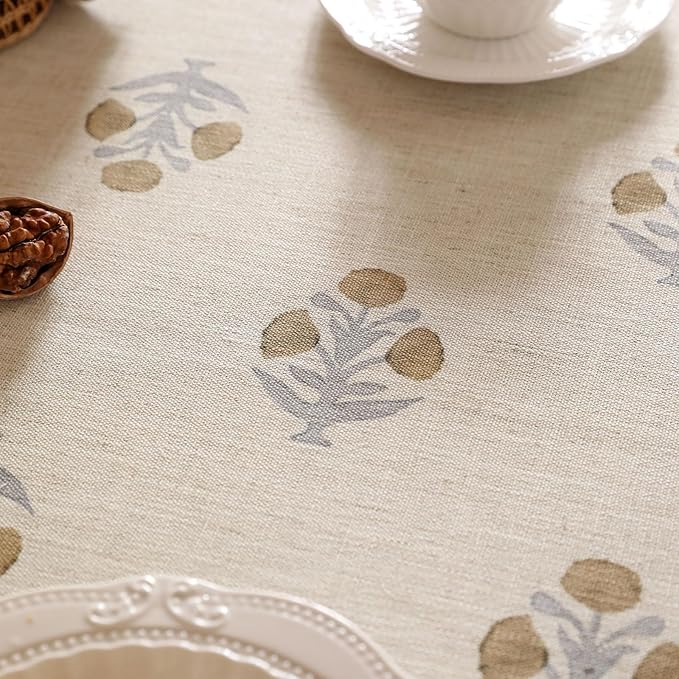 patdrea Designer Small Beige Square Tablecloth,Vintage Linen with Yellow Floral Elegant Tablecloths,Decor Table Cover Cloth for Kitchen Dining Christmas,Party,Thanksgiving,55"x55"-Istana a