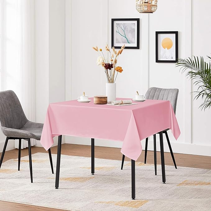 sancua Square Tablecloths 70x70 Inch, 2 Pack - Pink Fabric Table Cloth for Square or Round Tables, Washable Polyester Table Cover for Outdoor Party, Birthday, Decorative Display Tables