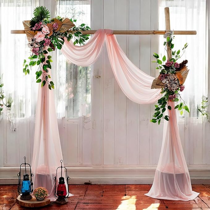 MDS Halloween Chiffon Draping Fabric - 1 Panel, 30" Wide x 50ft Long - Sheer Spooky Arbor & Canopy Drapery for Haunted House Backdrops, Party Ceilings, DIY Costumes & Themed Events - Dusty Rose