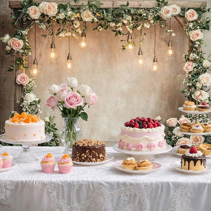7x5ft Country Wedding Photography Backdrop Floral Rustic Roses Farmhouse Wooden Door Backdrop Pink Flower Birthday Baby Shower Wedding Bridal Party Banner Photo Booth Props Anniversary Background