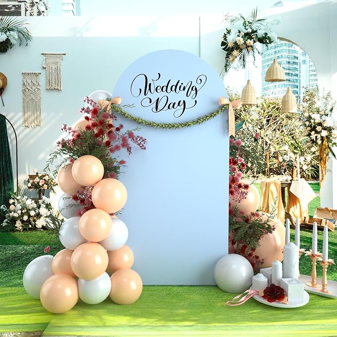 bricia Wedding Arch Backdrop Stand Cover, 6FT Double Sided Stretchy Arch Cover Fitted Wedding Birthday Party Banquet Decoration (Bluemist 72''Lx31.2''W)