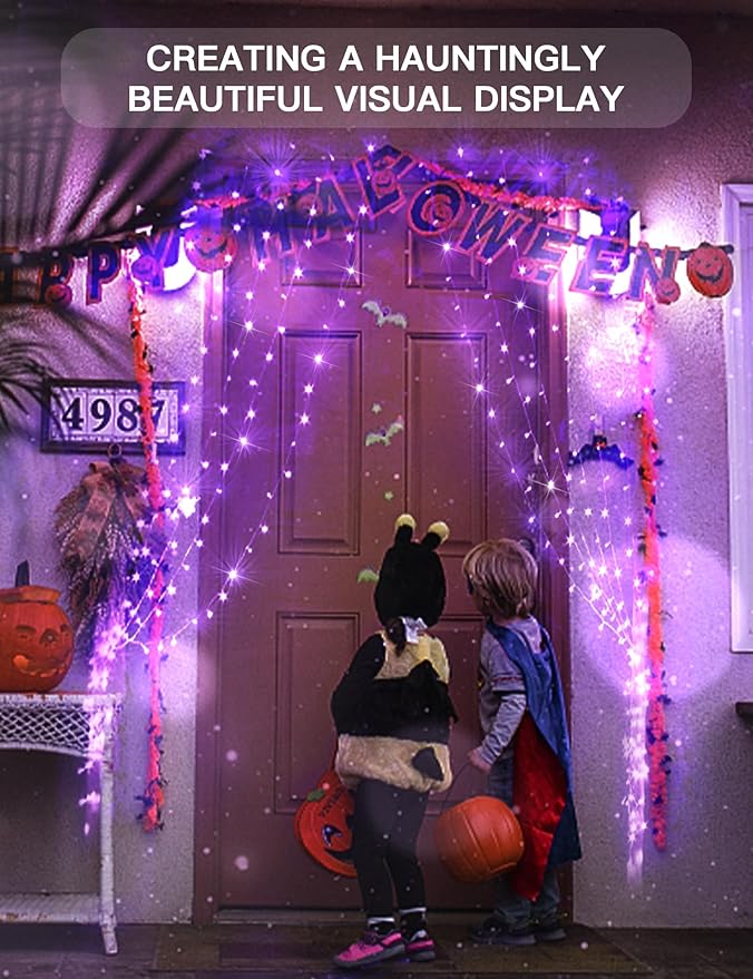suddus Purple Curtain Lights for Halloween, 200 LED Hanging String Lights with USB Plug, Curtain String Lights Indoor for Bedroom Wall, Christmas, Party, Porch, Holiday Decorations, 6.5ft * 6.5ft