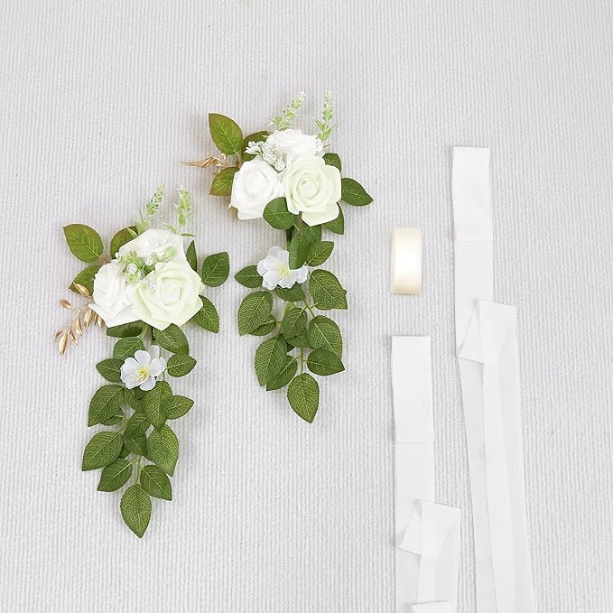 10 Wedding Aisle Decorations for Wedding Ceremony White Wedding Chair Decorations Flowers for Wedding Aisle Decor Church Pew Decorations