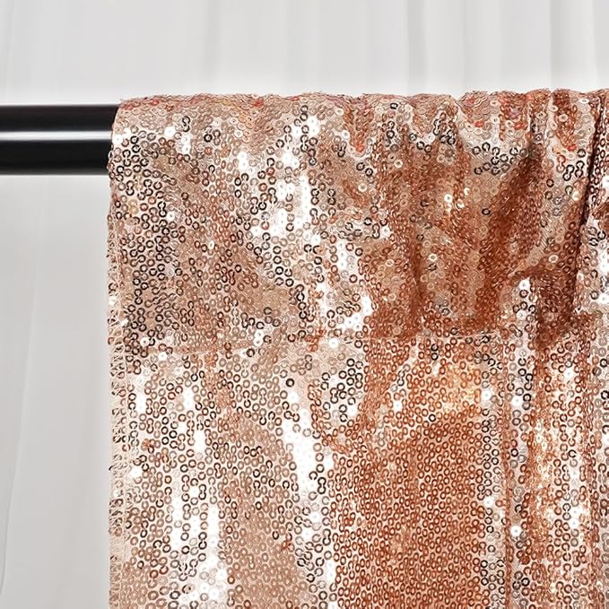 SquarePie Sequin Backdrop Curtain Not See Through Thick Glitter Background for Party 8FT x 10FT Rose Gold