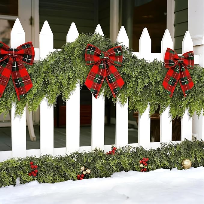Real Touch Cedar Garland - Artificial Christmas Garlands Faux Green Cedar Fake Pine Needles Garland for Fireplace,Table, Stairs, Mantle, Window,Indoor Outdoor,Home,Holiday Decor(1 PCS,6 FT)