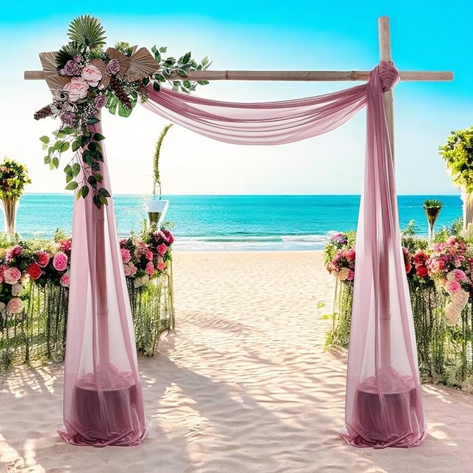 MDS Halloween Chiffon Draping Fabric - 1 Panel, 30" Wide x 30ft Long - Sheer Spooky Arbor & Canopy Drapery for Haunted House Backdrops, Party Ceilings, DIY Costumes & Themed Events - Mauva