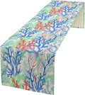 Summer Shell Starfish Table Runner, Seasonal Spring Summer Tropical Ocean Beach Indoor Party Kitchen Outdoor Table Decor 13x90 Inch
