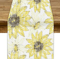 Chrysanthemum Vintage Floral Table Runner, Elegant Grunge Gray Sunflower Spring Summer Elegant Pattern Artichokes Flower Table Runner for Party Kitchen Dining Living Room Decor, 13x90 Inch