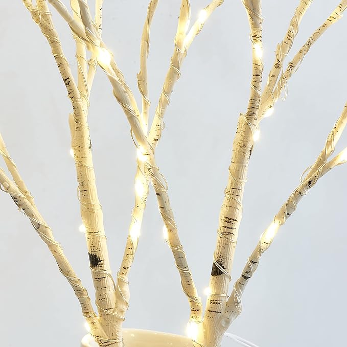 Birchlitland Lighted Birch Branches with Timer Battery Operated 18IN 70L Warm White LED Fairy Lights, Artificial Decorative Branch Lights for Home and Holiday Decoration Indoor Outdoor