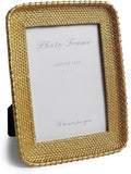 Cuspin Vintage Gold 5x7 Picture Frame, Gold Metal Rattan Textured Hand-Crafted Photo Frame with Glass Front Antique Picture Frame for Tabletop Display & Wall Display, Retro Design Home Decor