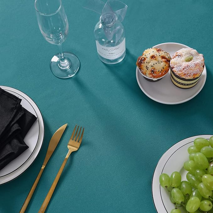 Rectangle Tablecloth 90x132 inch Washable Polyester Fabric Table Cloth for Wedding Party Dining Banquet Decoration（90x132, Teal）