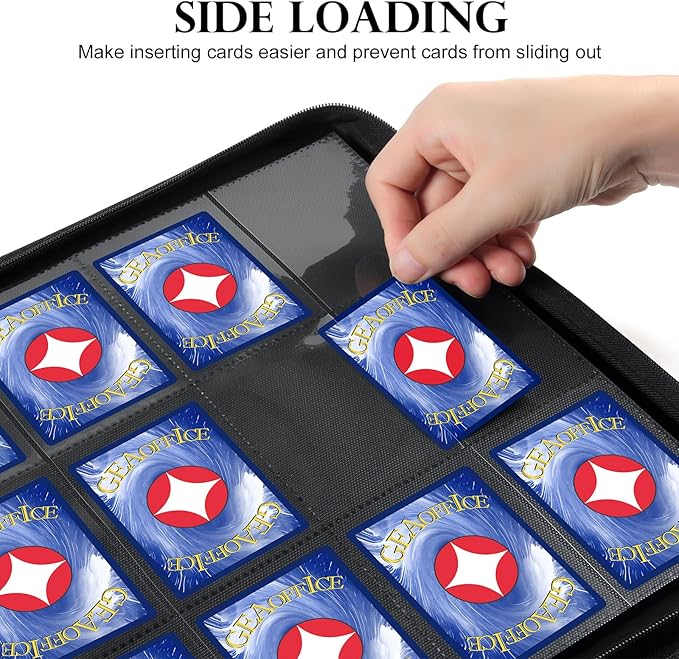 GEAoffice Trading Card Binder 12 Pocket for 720 Cards, Ringless Side Loading Card Collection Binder Album Folder for MTG, TCG, Game&Sports, PU Cover, Non-PVC, Green