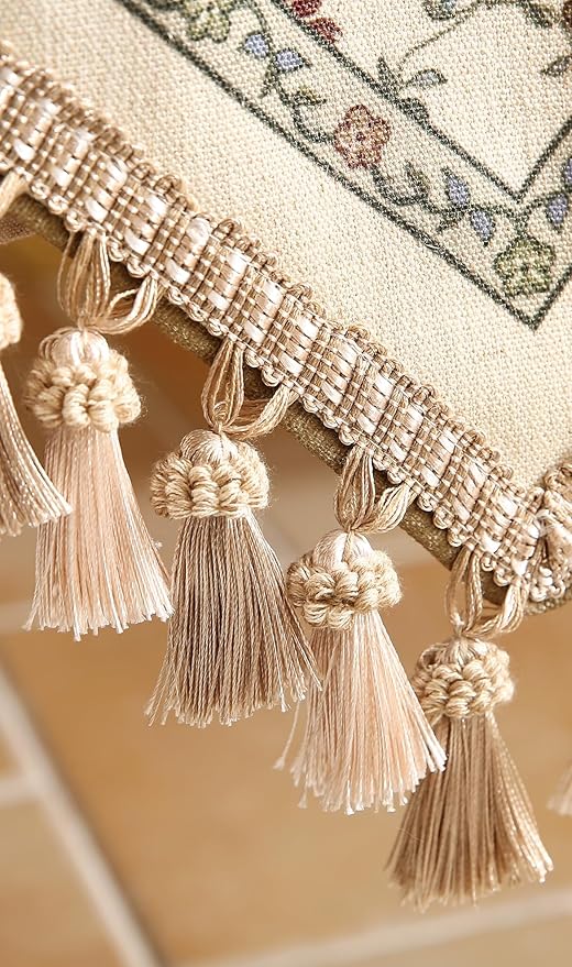 patdrea Designer Vintage Floral Linen Table Runner 71 Inch Long, Beige Cottage Rustic Bouquets Pattern Table Mat,Decor for Kitchen Dining Coffee Table Shelf Cabinet Banquet Christmas ,12"*71"