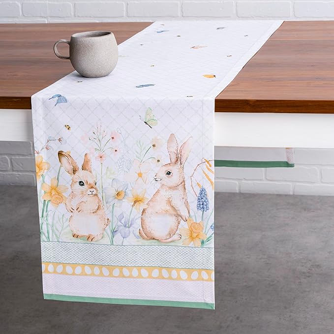 Maison d' Hermine Table Runner 100% Cotton Single Layer Table Runners 108 inches Long Decorative for Home Kitchen Dining Party Wedding Bridal Shower Spring Summer (Easter Dew , 14.50" x 108")
