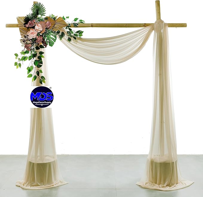 MDS Halloween Chiffon Draping Fabric - 1 Panel, 30" Wide x 40ft Long - Sheer Spooky Arbor & Canopy Drapery for Haunted House Backdrops, Party Ceilings, DIY Costumes & Themed Events - Champagne Gold