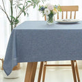maxmill Square Linen Tablecloth Water Resistance Antiwrinkle Spillproof Stain Proof Fabric Table Cloth, Decorative Fabric Table Cover for Banquet Party Event Holiday Dinner, 70 x 70 Inch, Demin Blue