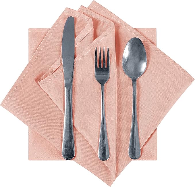 Cloth Napkins 20x20 inch Washable Polyester Dinner Napkins Soft Table Napkins for Wedding Party Dining Banquet(Dusty Pink,12PCS)