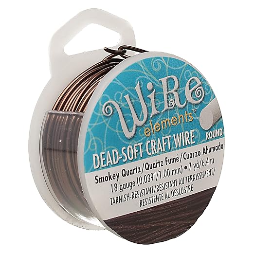 The Beadsmith Wire Elements Craft Wire – Tarnish Resistant, Soft Temper, Round, Smoke Quartz Color – 1mm, 18 Gauge, 7 Yard Spool – Jewelry Making, Wire Wrapping, Floral, & Other DIY Crafts