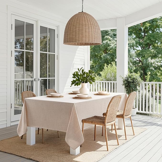 MIULEE Natural Linen Tablecloth 60x84 Inch Rectangle Table Cloth Waterproof,Stain Resistant & Wrinkle Resistant for Dining Party Wedding