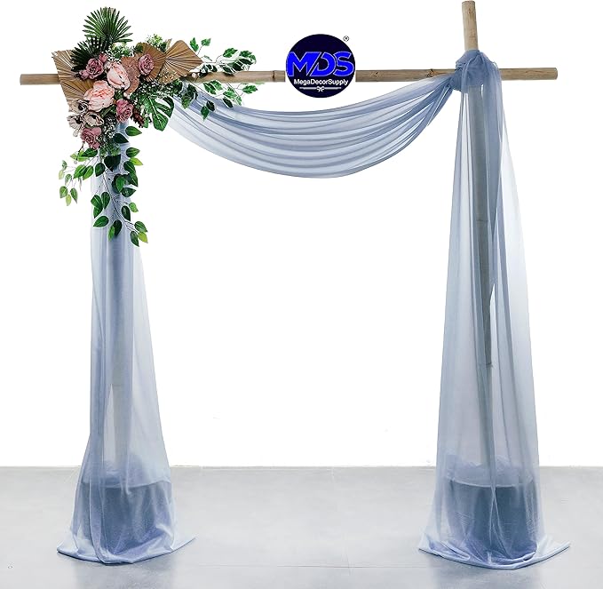 MDS Halloween Chiffon Draping Fabric - 2 Panel, 30" Wide x 50ft Long - Sheer Spooky Arbor & Canopy Drapery for Haunted House Backdrops, Party Ceilings, DIY Costumes & Themed Events - Dusty Blue