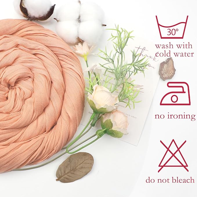 6 Pack Blush Pink Cheesecloth Table Runner 10ft Boho Gauze Fabric Cheese Cloth Table Runner 35 x 120 Inch Rustic Sheer for Romantic Wedding Decor Baby Shower Party Table Centerpiece Decoration