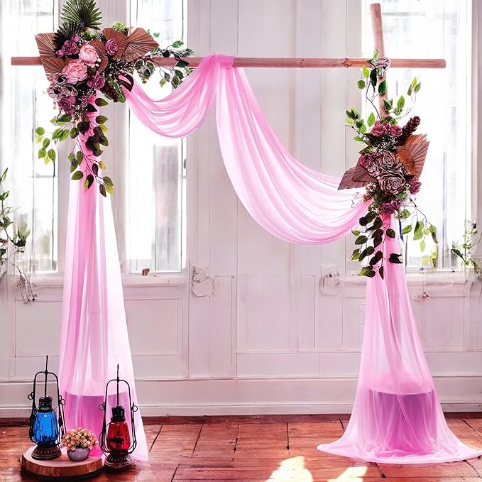 MDS Halloween Chiffon Draping Fabric - 1 Panel, 30" Wide x 75ft Long - Sheer Spooky Arbor & Canopy Drapery for Haunted House Backdrops, Party Ceilings, DIY Costumes & Themed Events - Bubblegum Pink