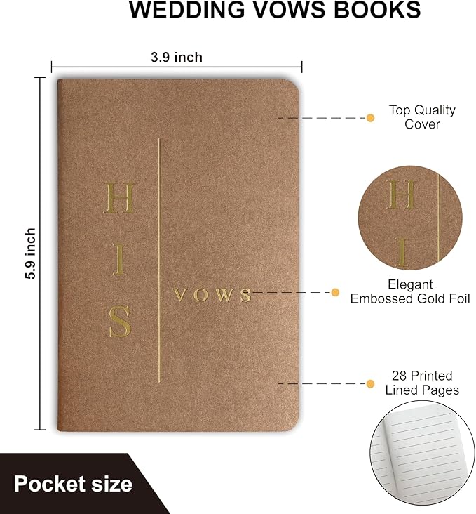 Wedding Vow Books His and Hers, Wedding Registry Gifts Ideas for Bride & Groom,Wedding Essentials