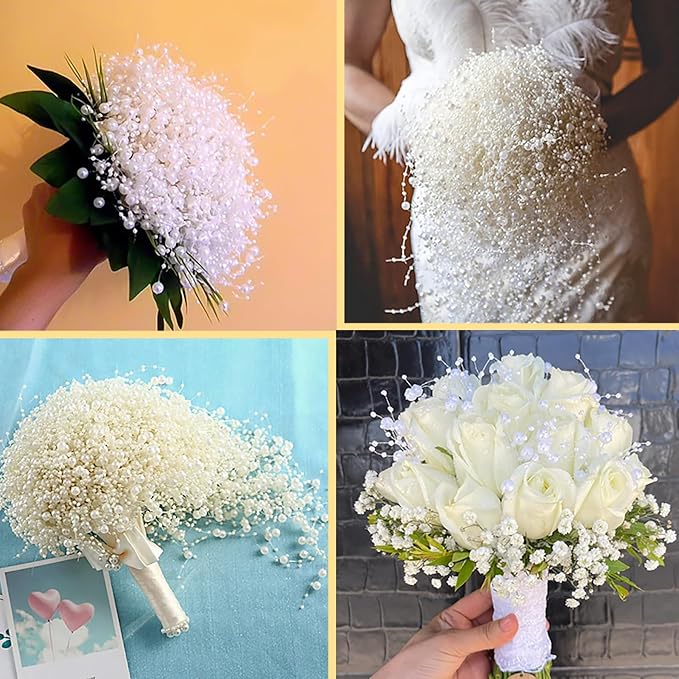 50 PCS Artificial Floating Beads for Centerpieces Vases, Rose Gold 8+3mm String Beads for Wedding Party Faux Pearl String for Decorating, Vase Filler