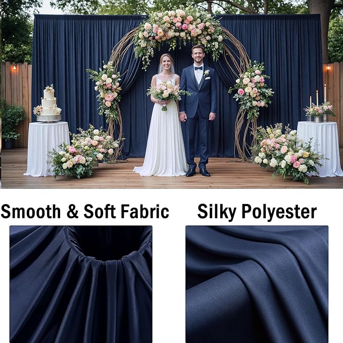 20ftx10ft Navy Blue Backdrop Curtains for Party Background, Wrinkle Free Navy Photo Curtains Backdrop Drapes 4 Panels Back Drop Cloth for Wedding Birthday Photography Baby Shower Decor
