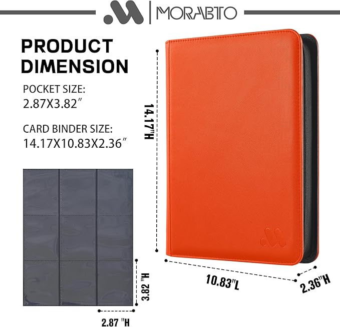 Card Binder 9 Pockets,Trading Card Binder Holds up to 864 Cards with 48 Sleeves,Zipper Card Holder Album Compatible with TCG Card/Game Cards/Sports Card