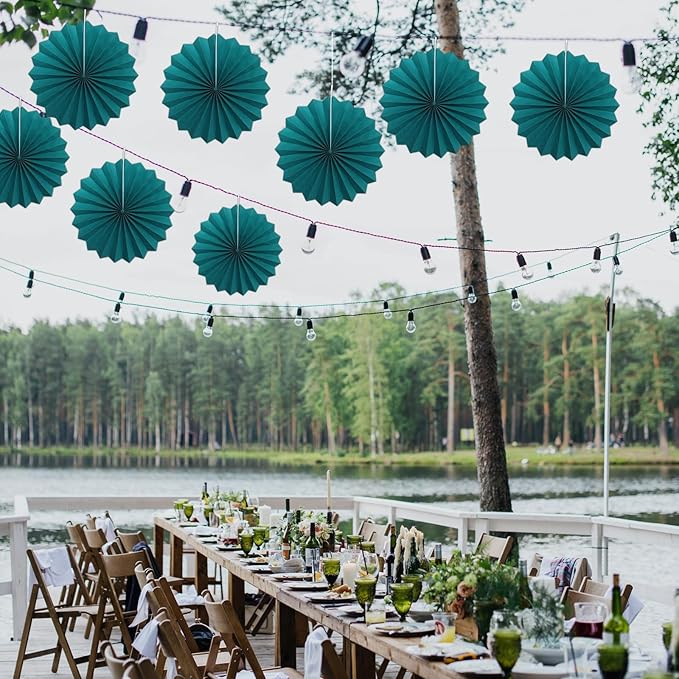 Green Birthday Decorations,DIY Green Paper Fans Hanging Decoration ,Party Supplies Party Fans 12in, Cactus Party Decorations,Wedding Graduation Events Accessories 30 Color DIY Set (Blackish Green)