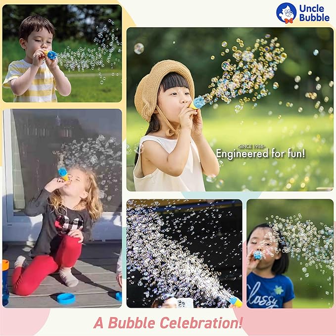 Uncle Bubble Blower for Kids and Toddlers, Mini Bubble Blower Makes Thousands of Bubbles Ease, Plastic Reduction Version