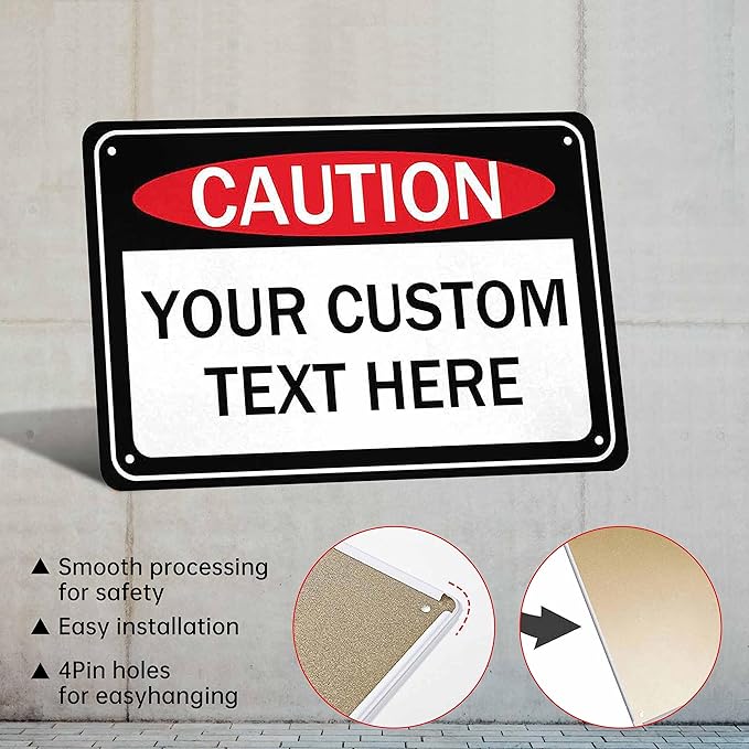 Custom Sign, Personalized Metal Signs, Customize for Office, Business, Workplace, Office, Home, Delivery Signs, Metal Sign With Your Own Image, Text,Photo, Pets, Kids Art Made in USA (Design 3)
