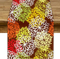 Brown Dahlia Floral Table Runner, Seasonal Autumn Thanksgiving Pattern Print for Home Kitchen Table Decor Dining Coffee Room Party Decor 13x70 Inch