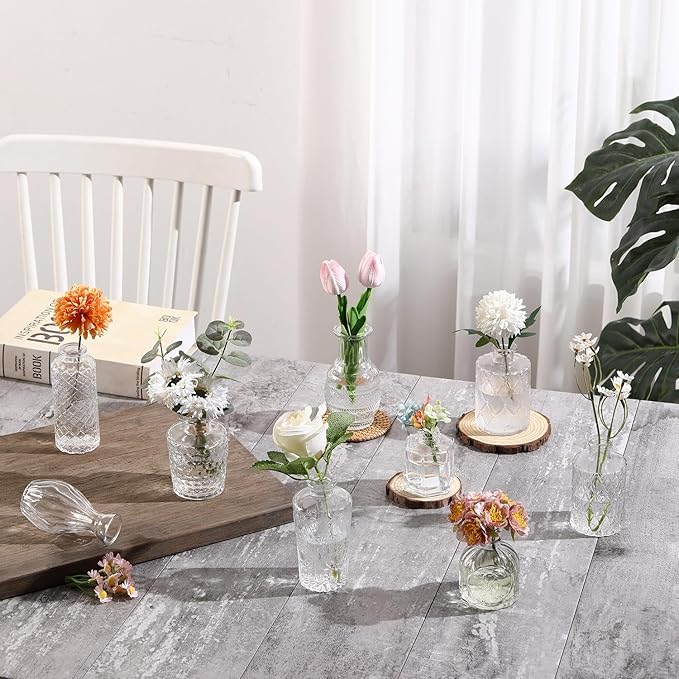 Bud Vases in Bulk 50, Glass Vases for Centerpieces, Small Vases for Flowers, Small Flower Vase for Centerpieces, Mini Vintage Vase, Clear Bud Vases for Wedding Table Decor