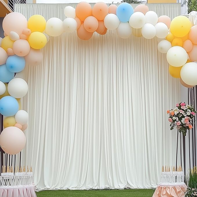 20×14ft Wrinkle Free Ivory Backdrop Curtain, Soft Silky Easy to Drape Cream Wedding Drapes for Backdrop, 4 Panels 5×14ft Photo Backdrop Curtains for Parties Birthday Photography Background Cloth