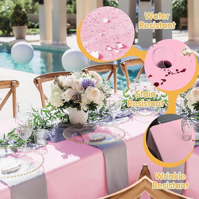 BRILLMAX 8 Pack Pink Tablecloths for 8 Foot Rectangle Tables 60 x 126 Inch - 8ft Rectangular Bulk Linen Polyester Fabric Washable Cloth Cover for Wedding Reception Banquet Birthday Party