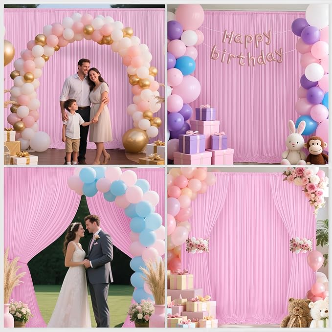 10x10ft Backdrop Curtains for Parties, 2 Panels 5x10ft Photography Backdrop Curtain with Rod Pocket,Backdrop Polyester Background Drapes,Wedding Backdrop Drapes for Birthday Baby Shower Home Decor