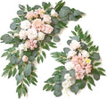 Wedding Sign Faux Flower Swag (Pack of 2) for Ceremony Party Reception Entrance Floral Decor Wall Easel Stand for Wedding Poster Welcome Sign (Pink)